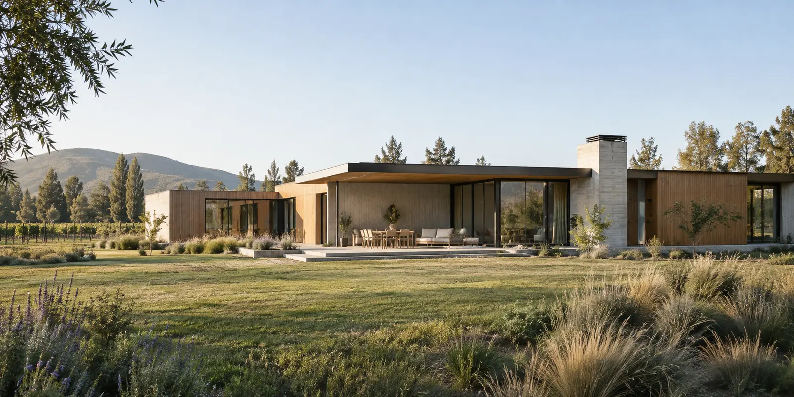 Referencia conceptual de vivienda contemporánea en un entorno rural del Maule